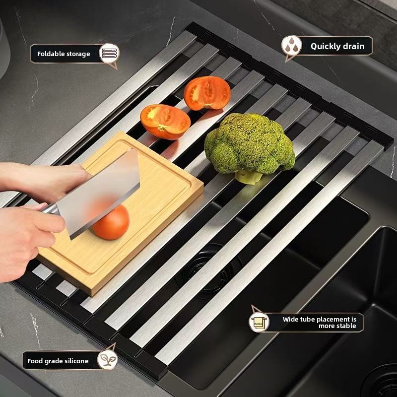 Food Storage Organiser - 42X32 5cm Stainless Steel Sink Drain