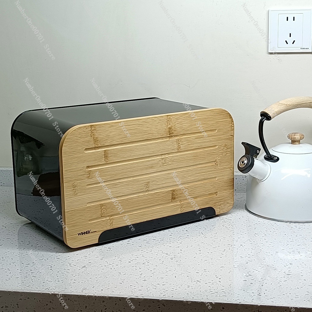 Food Storage Stainless Steel Containers - Kitchen Bread Box with Bamboo Lid,