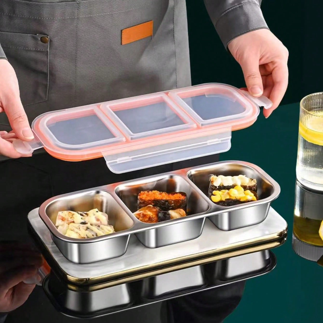 Food Storage With Compartments - Stainless Steel Light Food Mini Compartment