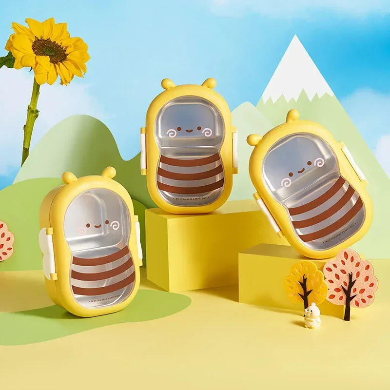 Food Storage With Compartments - Creative children's compartment bee shape lunch