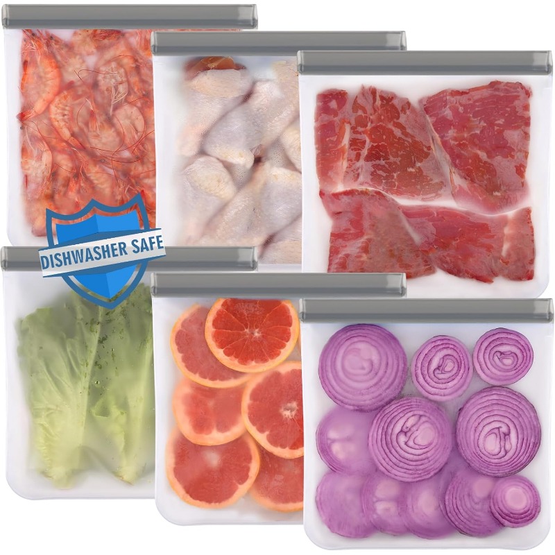 Food Storage Reusable Bags - 10-Pack Reusable Gallon Freezer Bags -