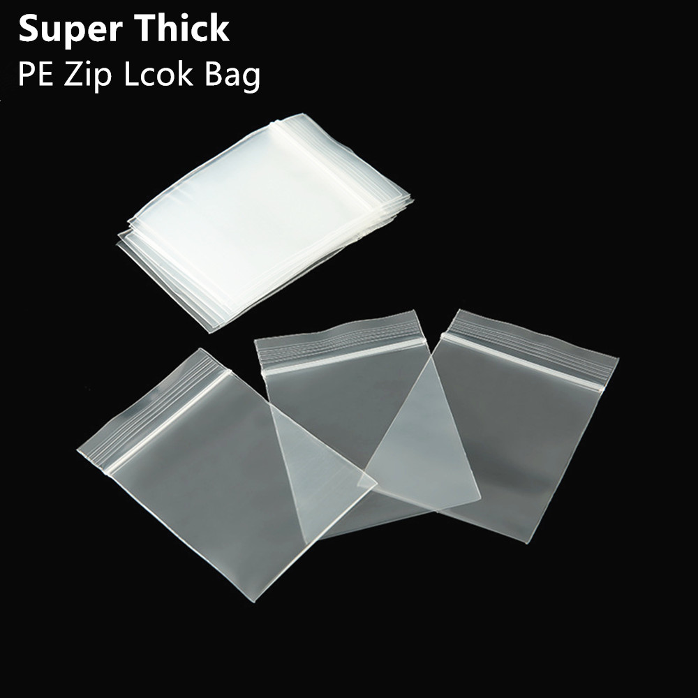 Food Storage Ziploc Bags - 100pcs Extra Thick Transparent PE Zip
