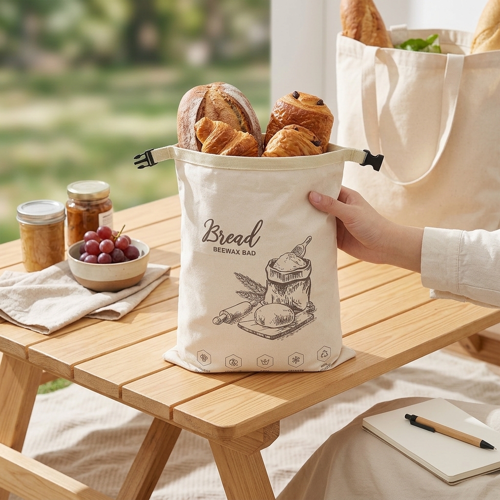 Food Storage Bags Reusable - Reusable Beeswax Bread Bag with Zipper