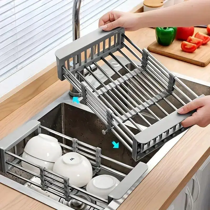 Food Storage Organiser - Expandable Stainless Steel Sink Drain Basket,Collapsible