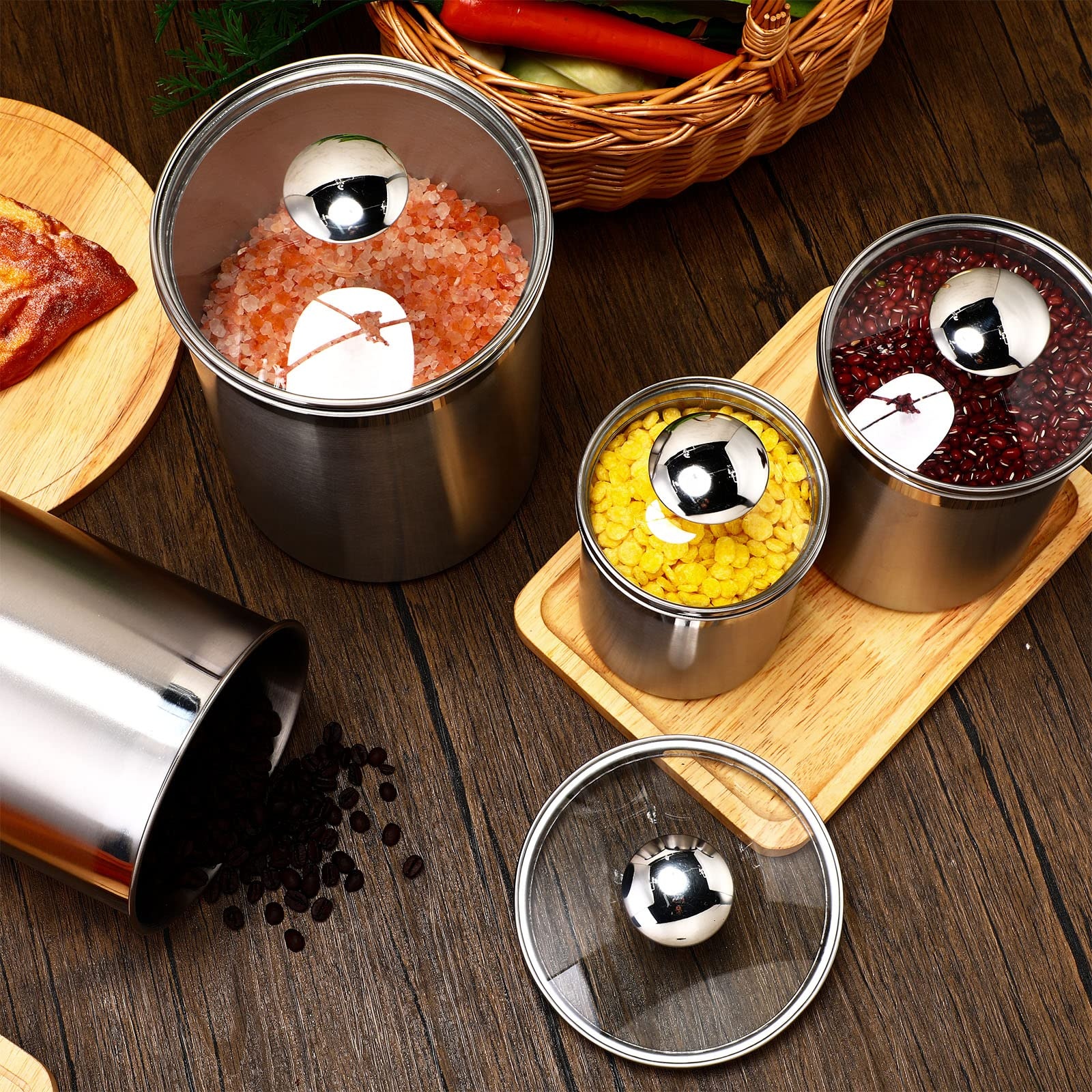 Food Storage Stainless Steel Containers - Food Storage Containers Tea Coffee Sugar