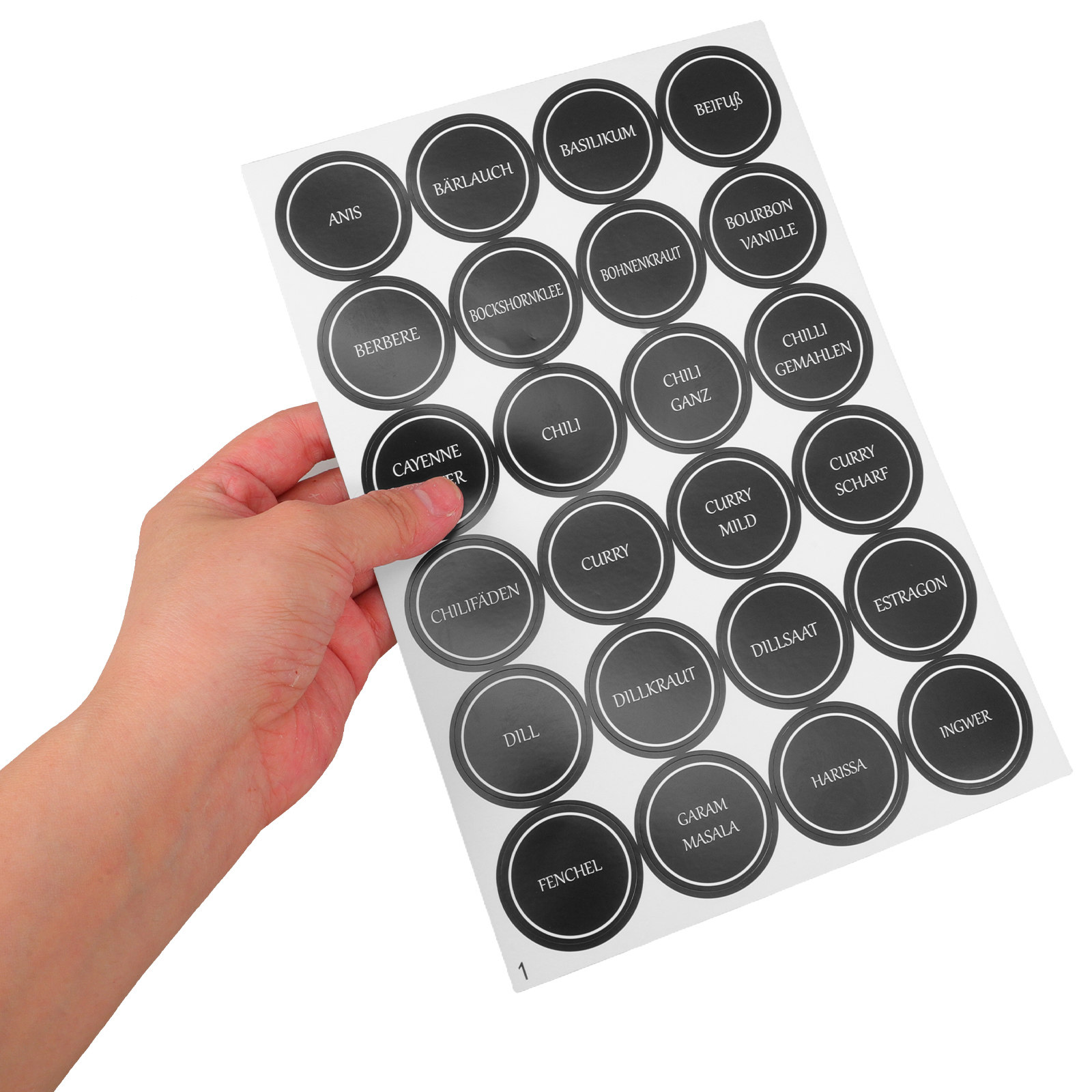 Food Storage Jar Labels - 6 Sheets Round Spice Jar Labels