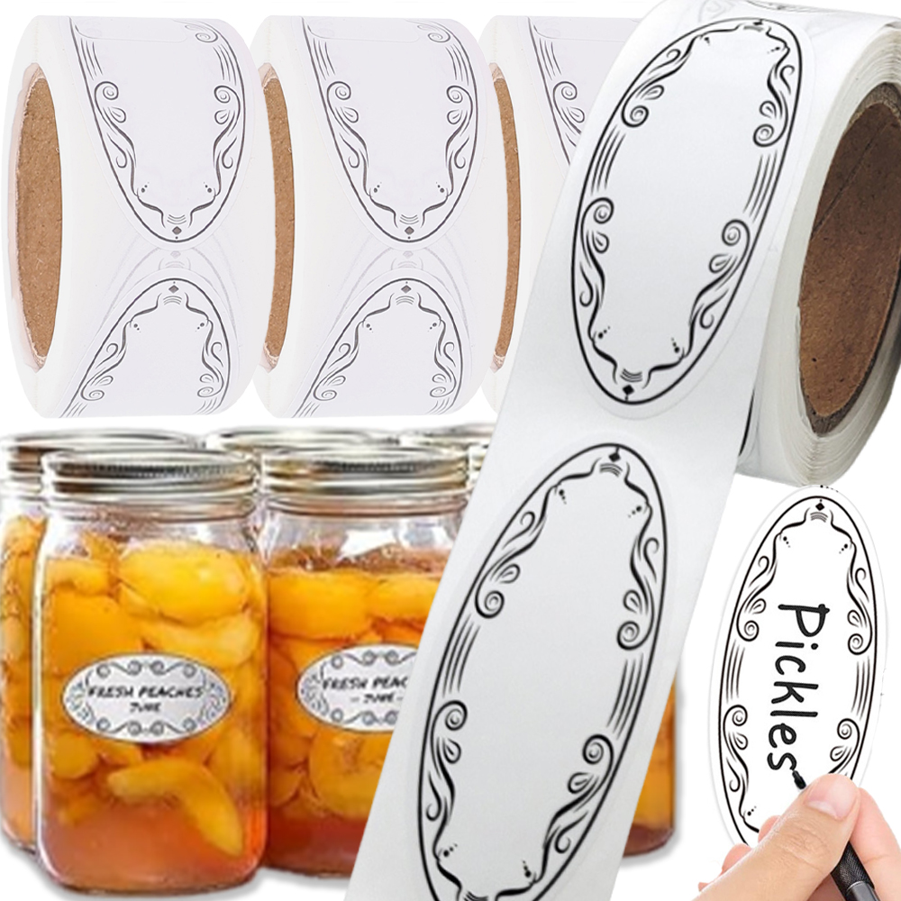 Food Storage Jar Labels - Oval Labels Blank Stickers Food Containers
