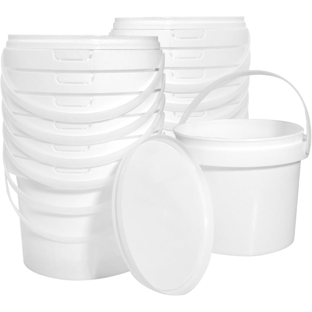 13 Pack White Plastic Bucket 1 - Food Storage Quart Containers recension och pris
