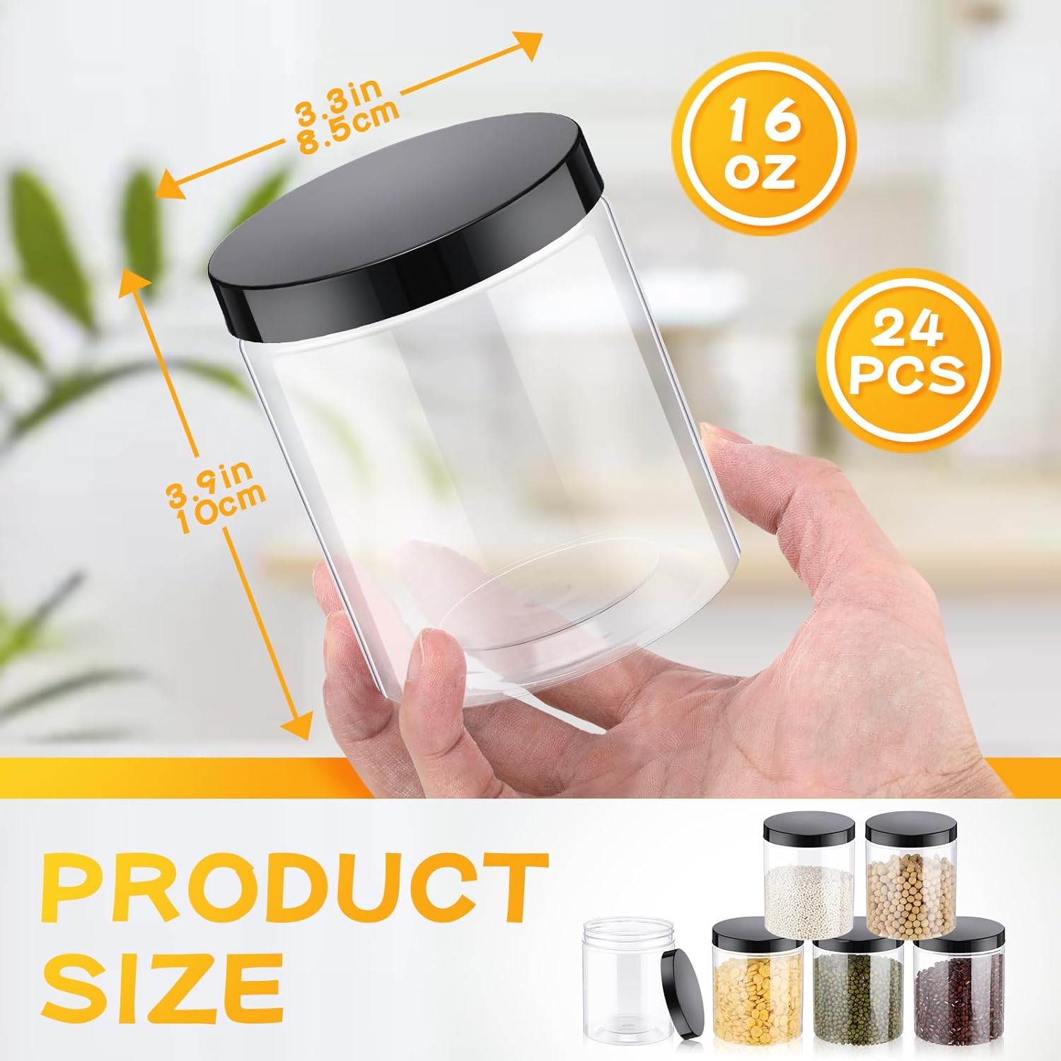24 Pcs 16oz Plastic Jars with  - Food Storage Plastic Containers With Lids recension och pris
