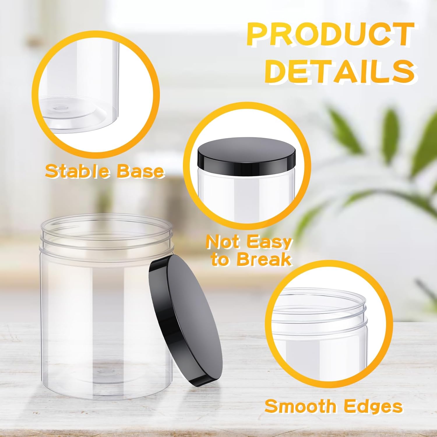 24 Pcs 16oz Plastic Jars with  - Food Storage Plastic Containers With Lids recension och pris