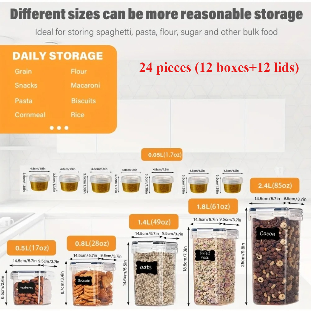 24Pcs Food Storage Containers  - Food Storage Time recension och pris