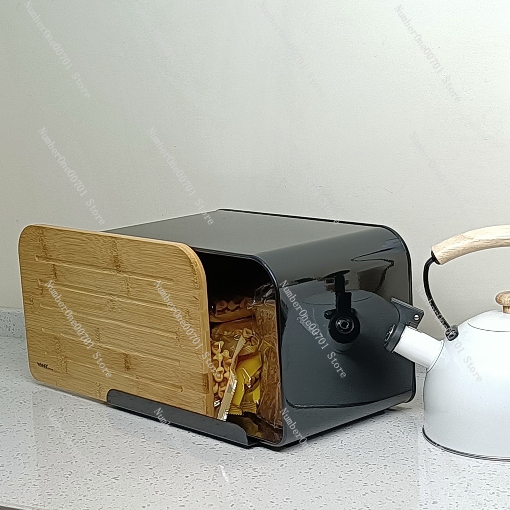 Kitchen Bread Box with Bamboo  - Food Storage Stainless Steel Containers recension och pris