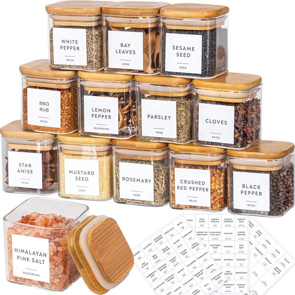5oz Glass Jars Set with Spice  - Food Storage Jar Labels recension och pris
