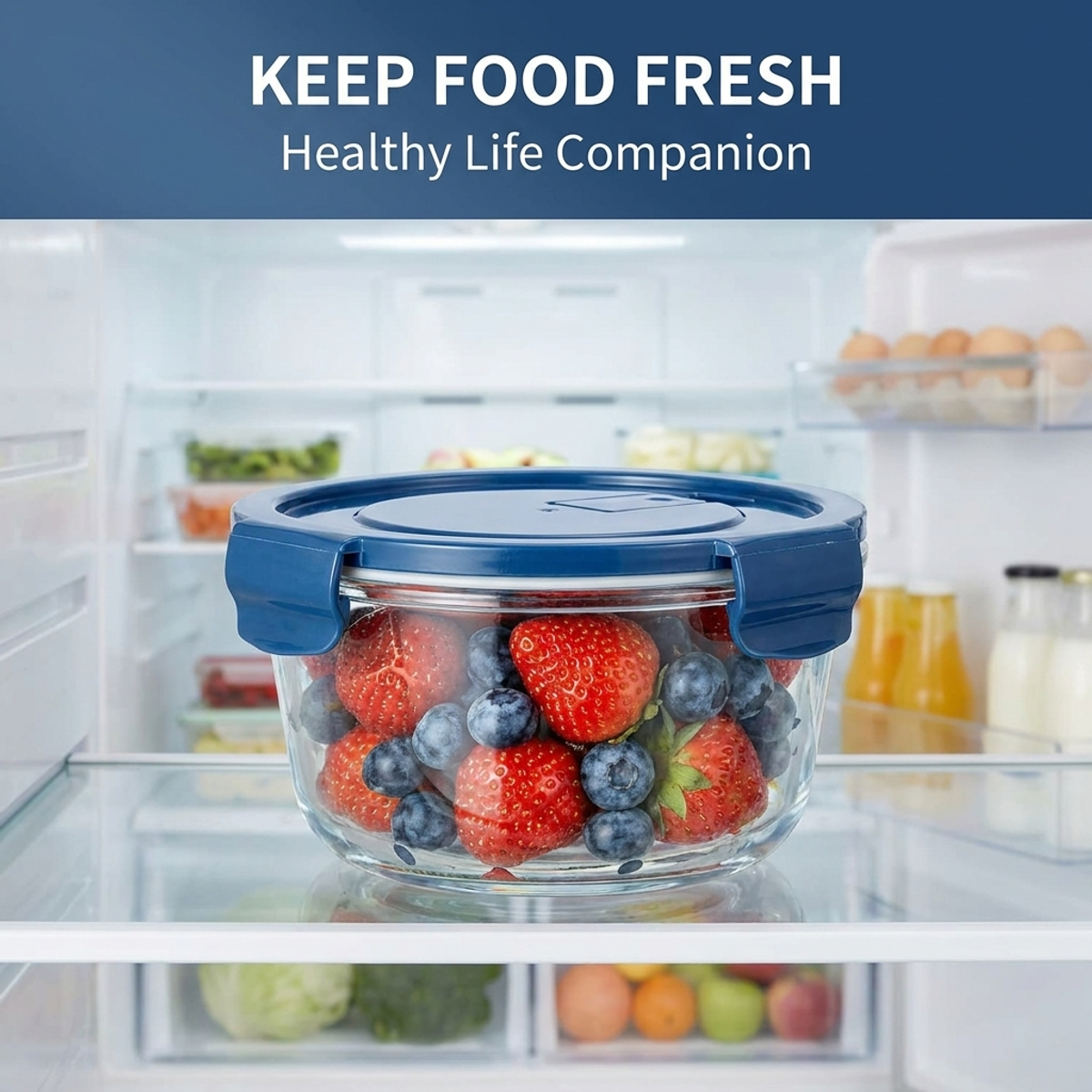 Blue Cartoon Sushi Round Glass - Food Storage Lock Box recension och pris