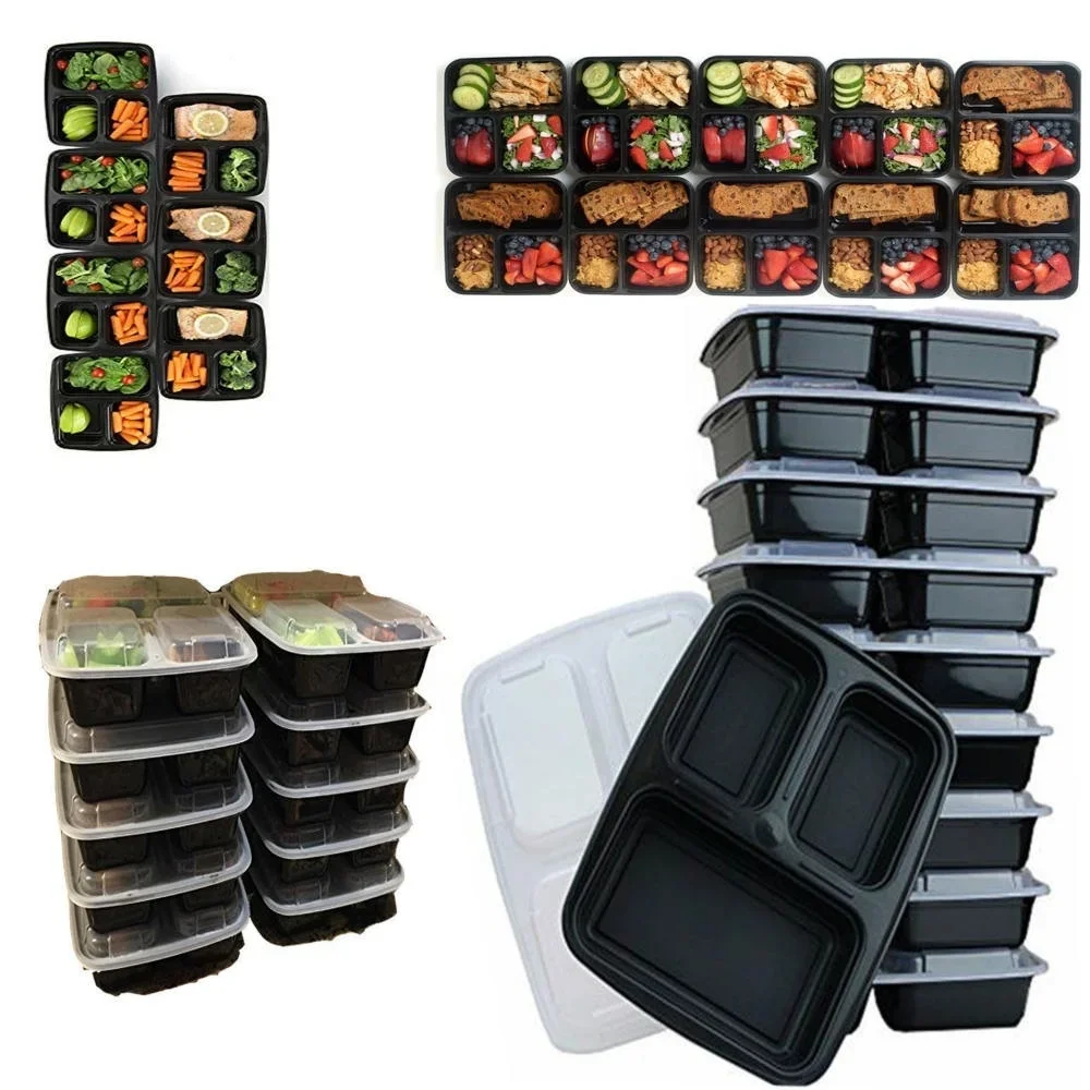 7 Pack 3 Compartment Meal Prep - Food Storage Plastic Containers With Lids recension och pris