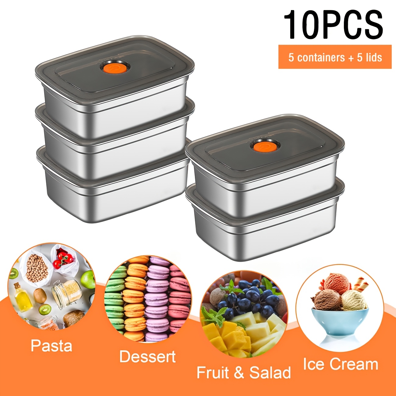 10-Piece Stainless Steel Food  - Food Storage Stainless Steel Containers recension och pris
