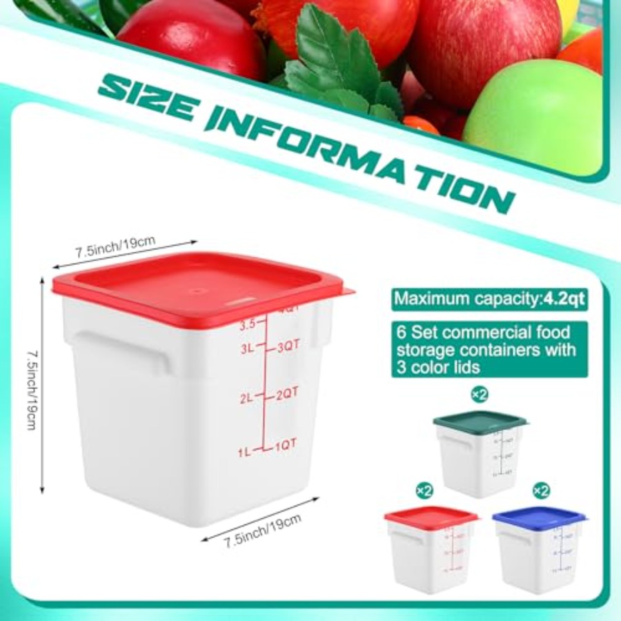 6 Pieces 4 Quart Commercial Fo - Food Storage Quart Containers recension och pris