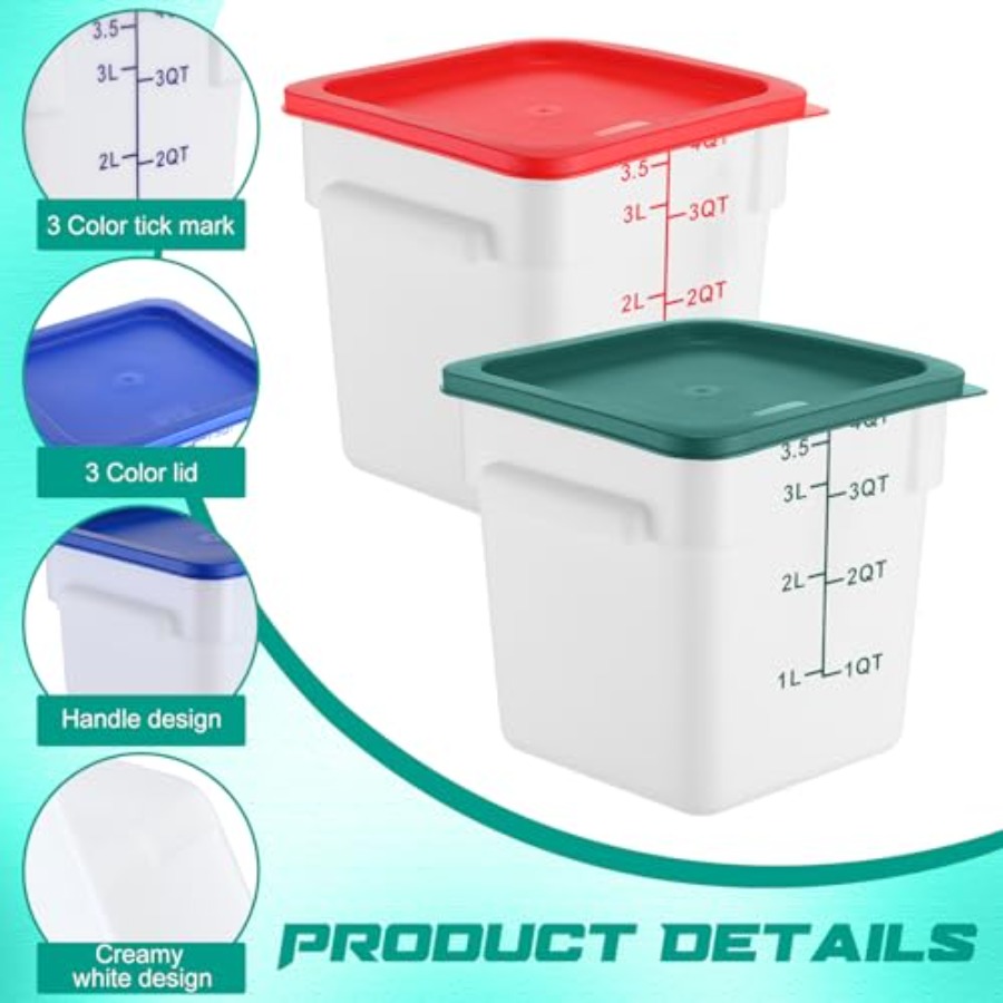 6 Pieces 4 Quart Commercial Fo - Food Storage Quart Containers recension och pris