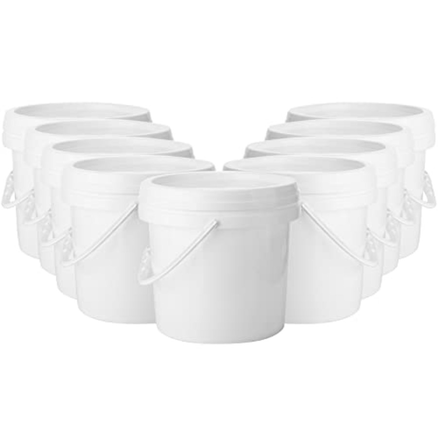10 Pack White Plastic Bucket w - Food Storage Plastic Containers With Lids recension och pris