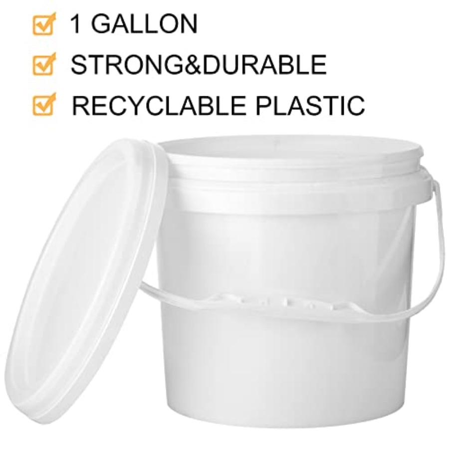10 Pack White Plastic Bucket w - Food Storage Plastic Containers With Lids recension och pris