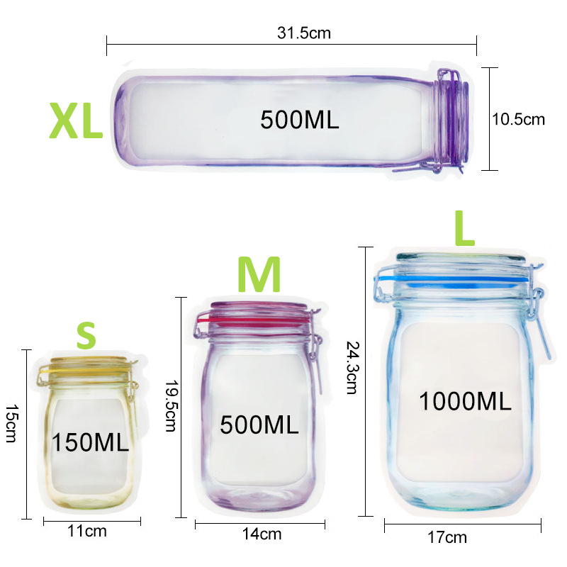 Reusable Mason Jar Zipper Bags - Food Storage Ziploc Bags recension och pris
