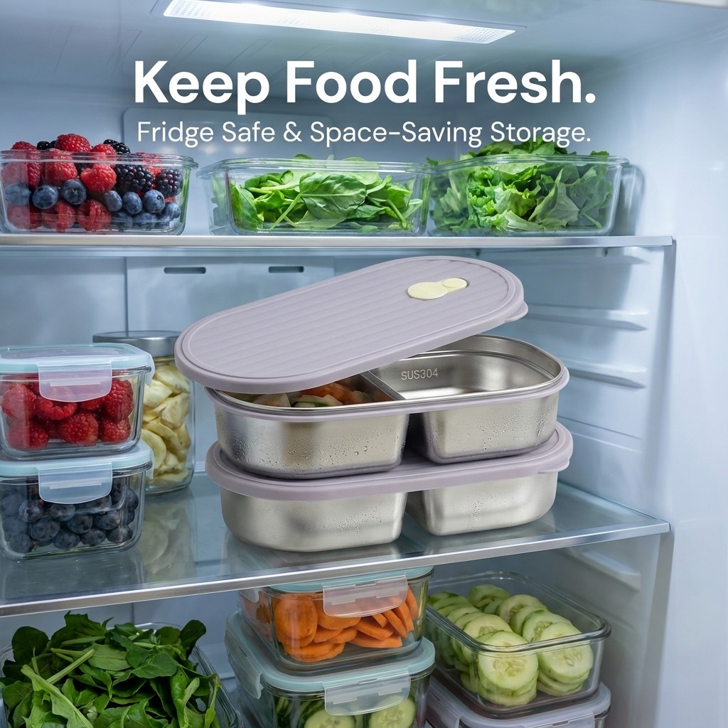 1/2PCS 304 Stainless Steel Ben - Food Storage With Compartments recension och pris