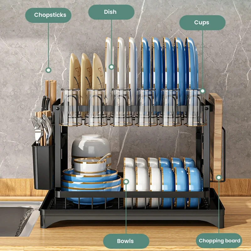 Space Saving 2-Tier Dish Dryin - Food Storage Organiser recension och pris