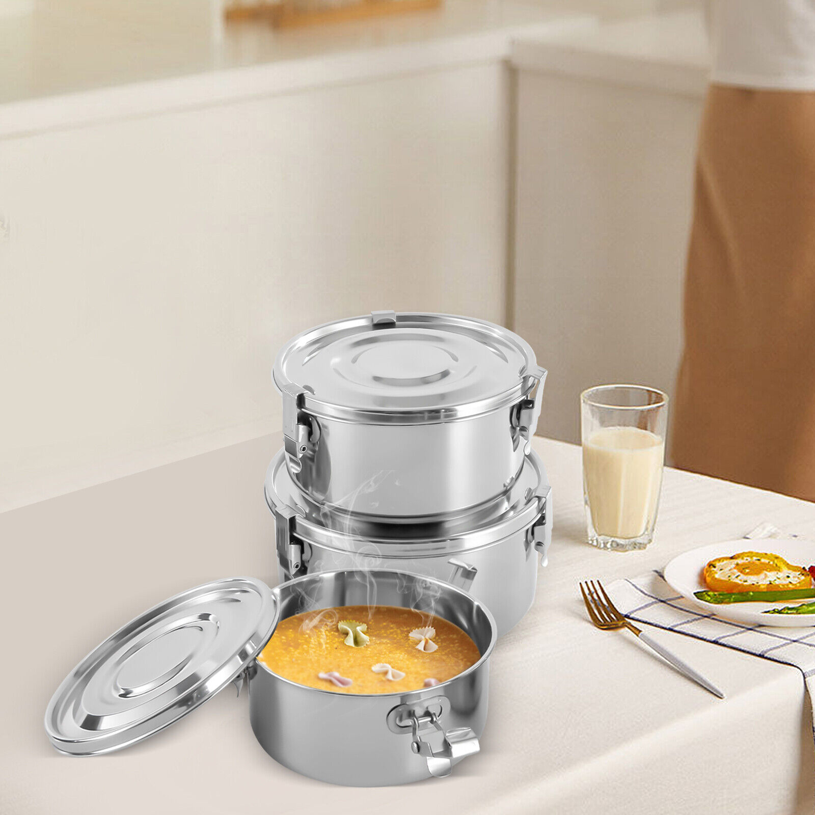 3-Tiers Food Storage Container - Food Storage Stainless Steel Containers recension och pris