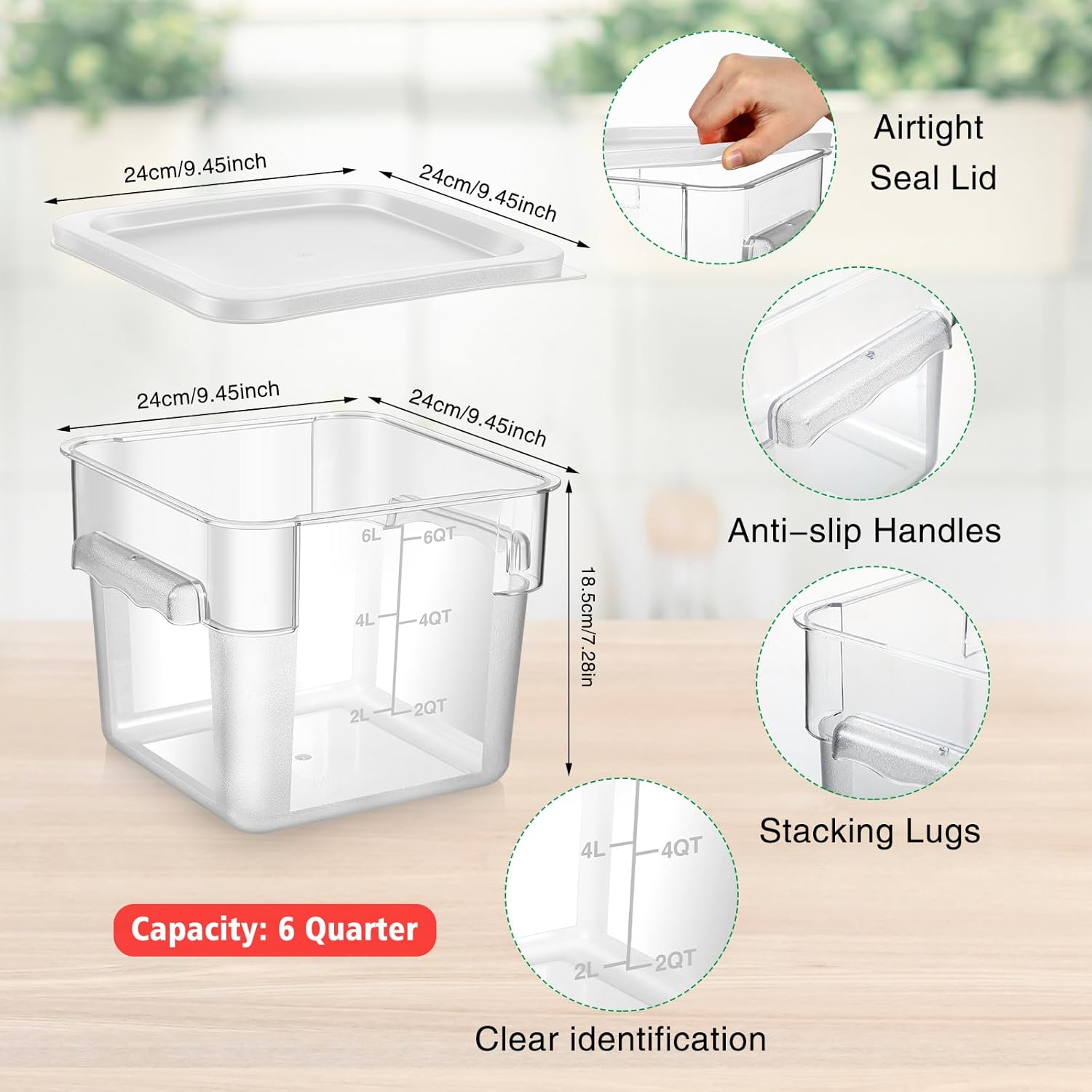 2 Pieces Square Food Storage C - Food Storage Plastic Containers With Lids recension och pris