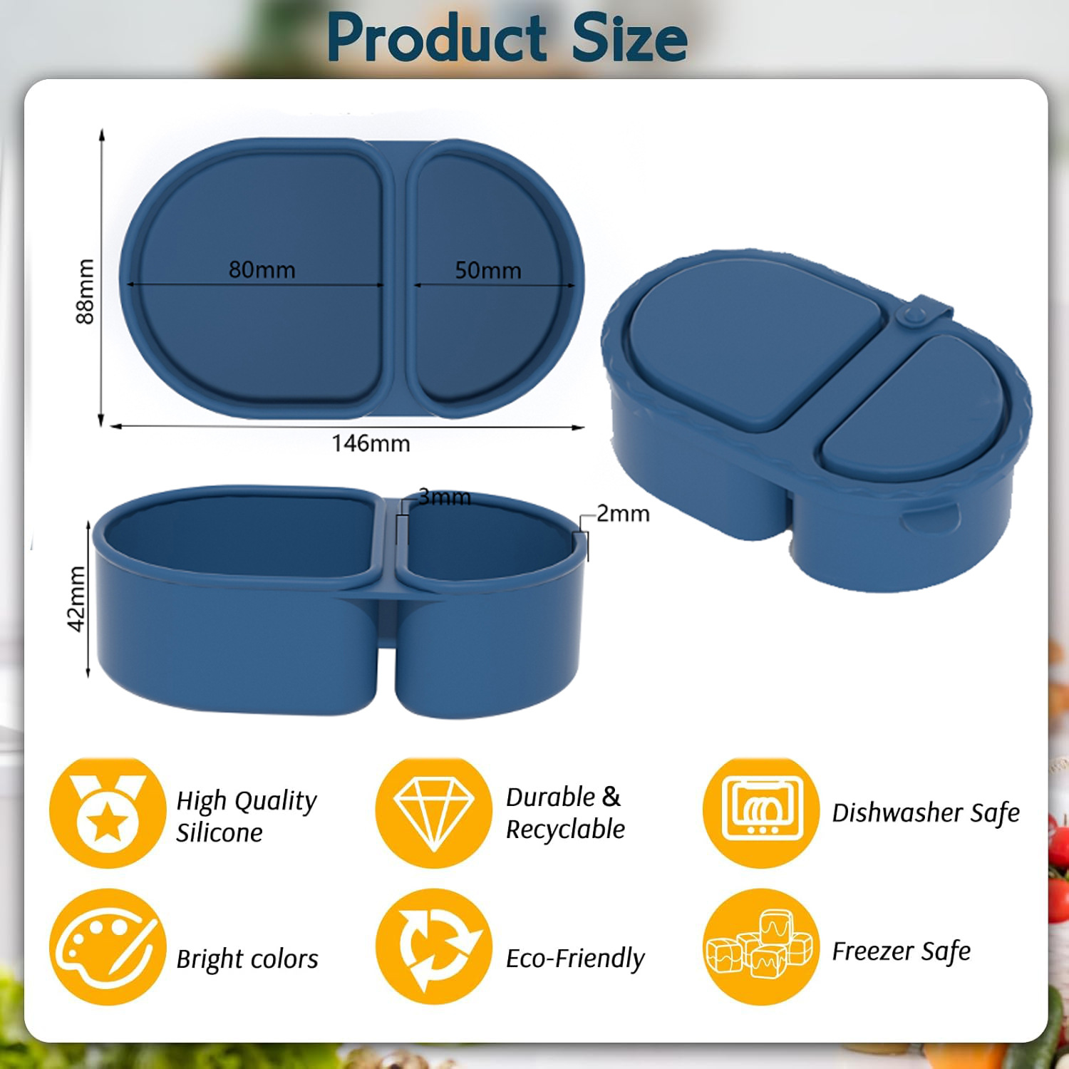 Silicone lunch box microwave h - Food Storage With Compartments recension och pris
