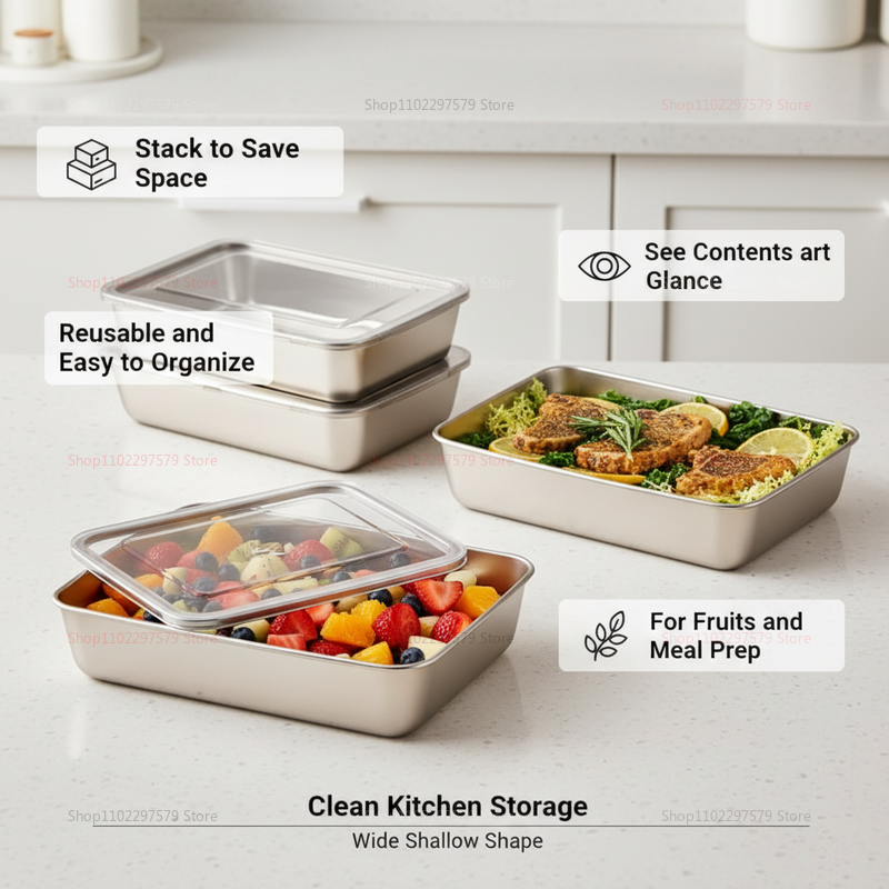 Plate Stainless Steel Food Con - Food Storage Stainless Steel Containers recension och pris