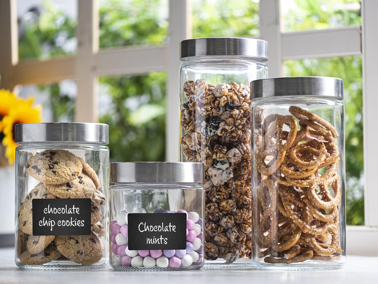 4pc Canister Sets for Kitchen  - Food Storage Jars Plastic recension och pris