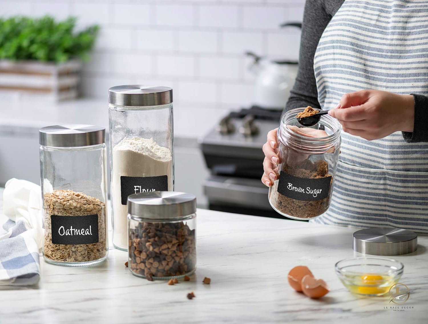 4pc Canister Sets for Kitchen  - Food Storage Jars Plastic recension och pris