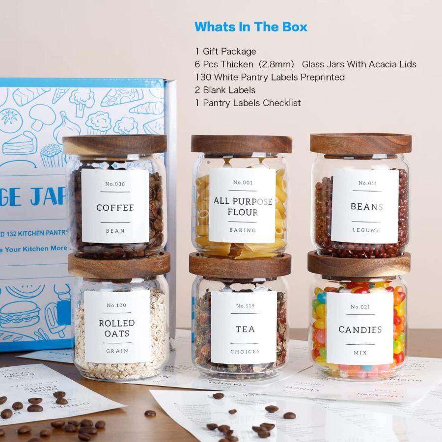 16 OZ Stackable Glass Food Sto - Food Storage Jar Labels recension och pris