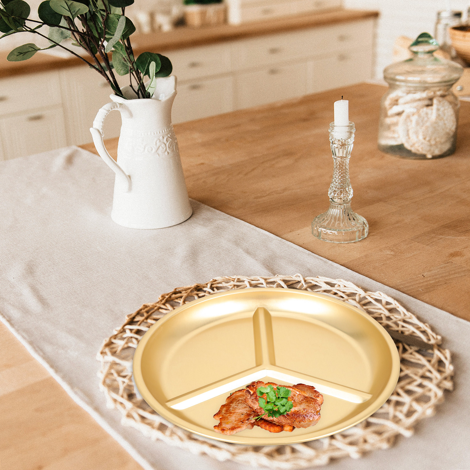 Yellow Aluminum Divided Plate  - Food Storage With Compartments recension och pris