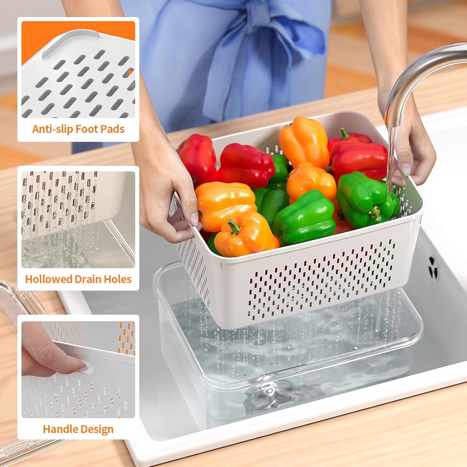 5 PCS Large Fruit Storage Cont - Food Storage Plastic Containers With Lids recension och pris