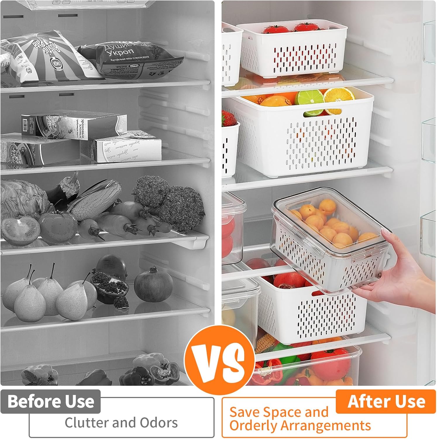 5 PCS Large Fruit Storage Cont - Food Storage Plastic Containers With Lids recension och pris