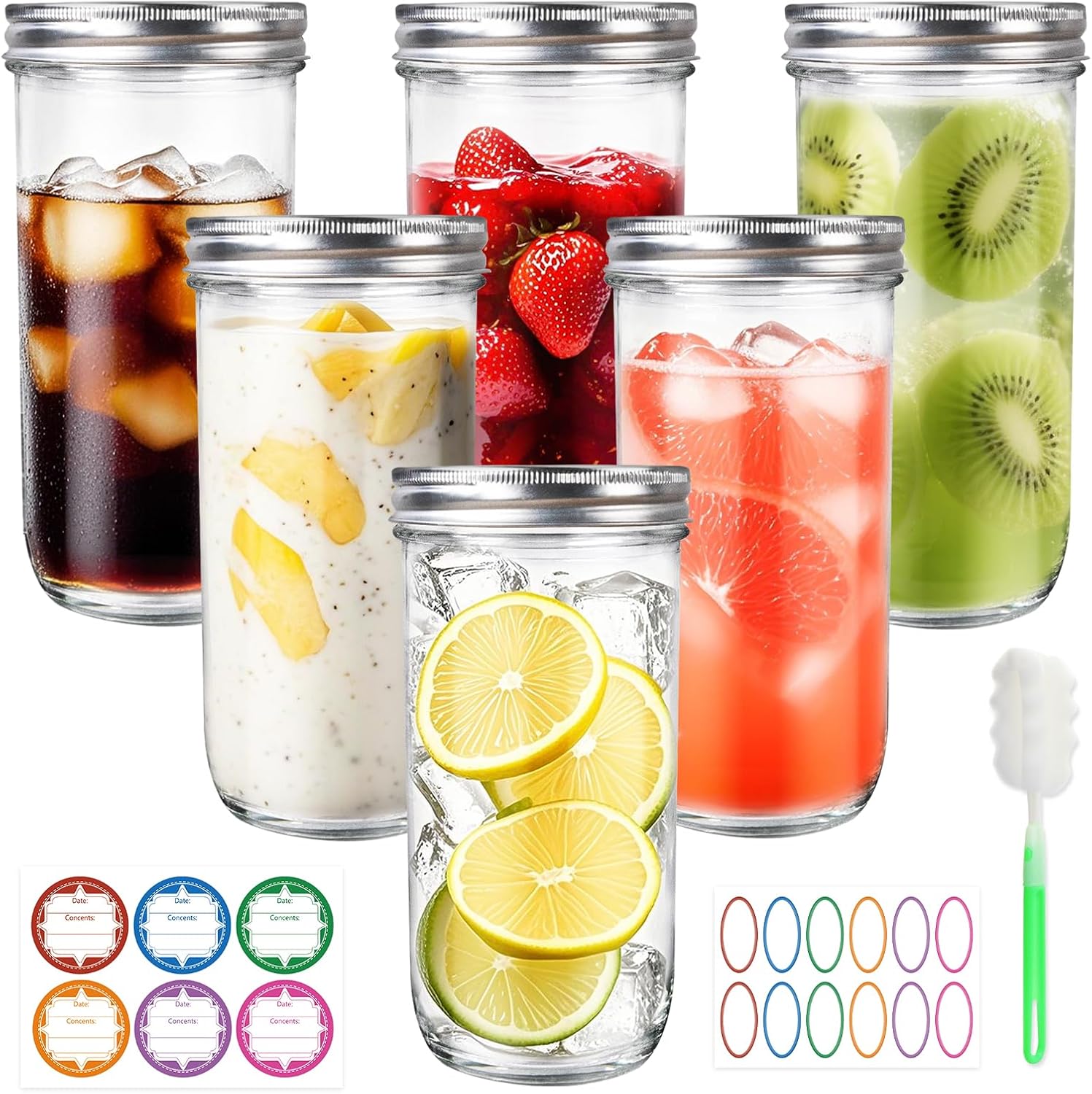 Jars Wide Mouth 6 Pack, 24oz G - Food Storage Jar Labels recension och pris