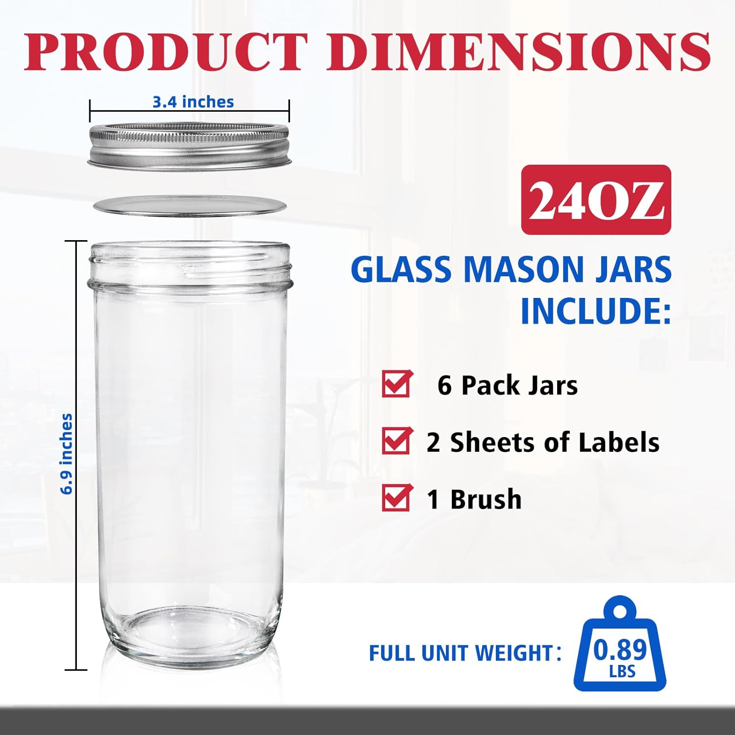 Jars Wide Mouth 6 Pack, 24oz G - Food Storage Jar Labels recension och pris