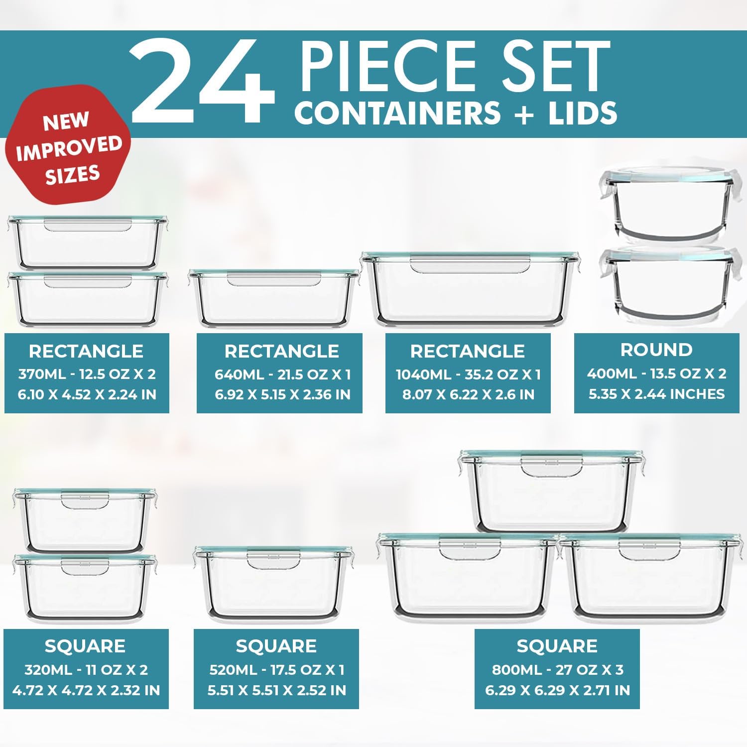 24 Pc Airtight Glass Food Stor - Food Storage And Container recension och pris