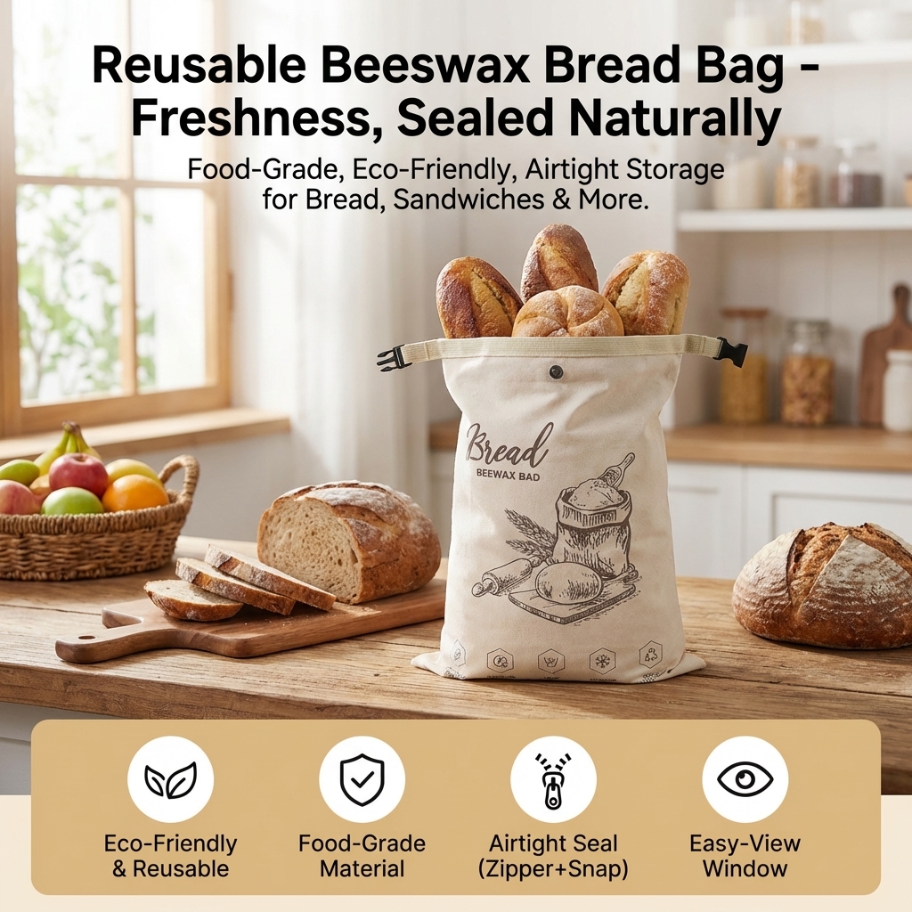 Reusable Beeswax Bread Bag wit - Food Storage Bags Reusable recension och pris