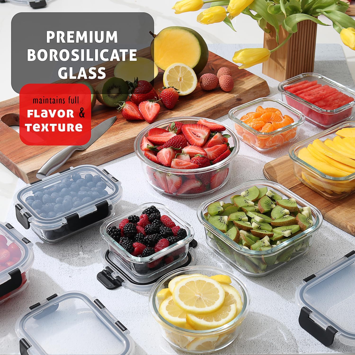 48-Piece Glass Food Storage Co - Food Storage And Container recension och pris