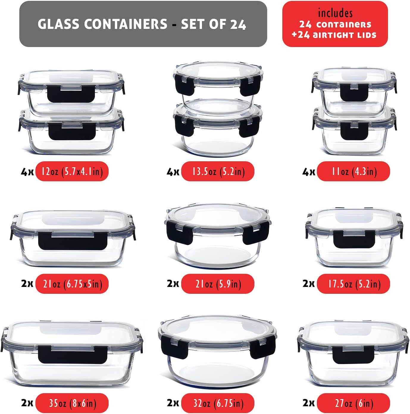 48-Piece Glass Food Storage Co - Food Storage And Container recension och pris