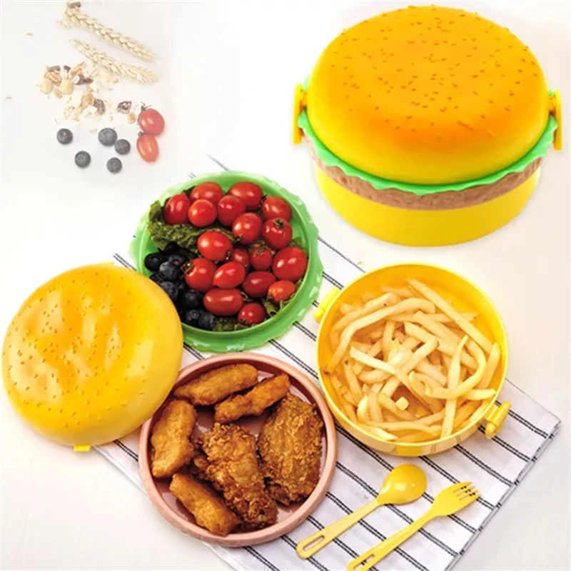 Hamburger Lunch Box Double Tie - Food Storage With Compartments recension och pris