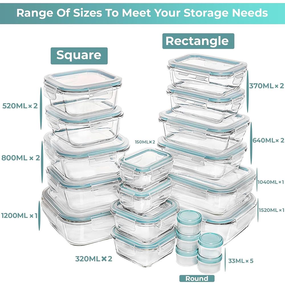 Pc Set Glass Food Storage Cont - Food Storage Plastic Containers With Lids recension och pris