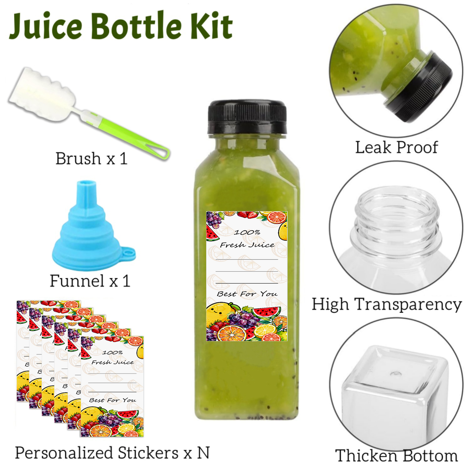 20-80pcs Plastic Juice Bottles - Food Storage Jar Labels recension och pris