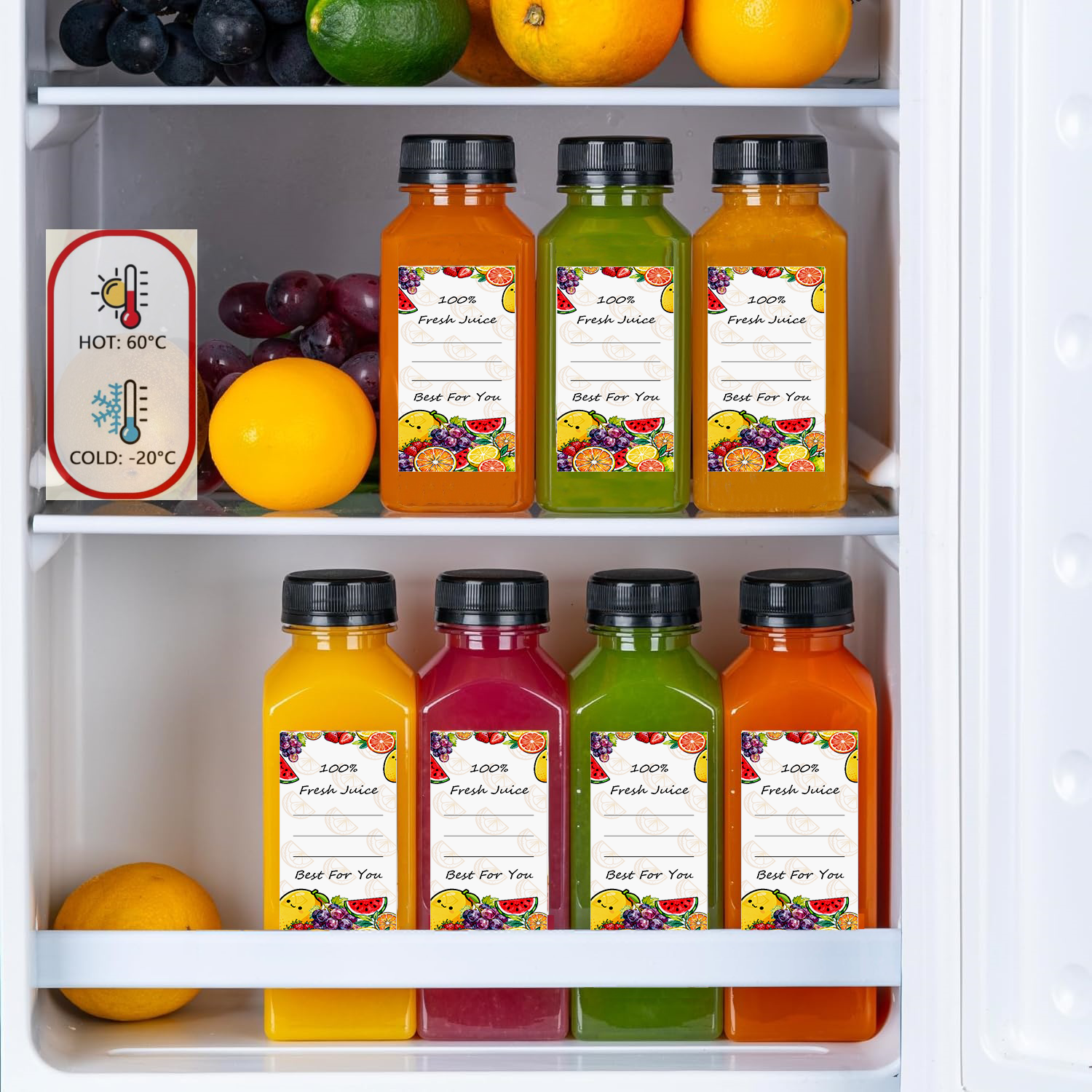 20-80pcs Plastic Juice Bottles - Food Storage Jar Labels recension och pris