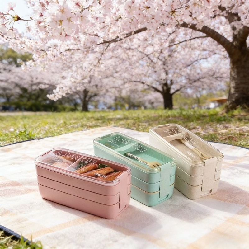 3 in 1 Wheat Straw Bento Box R - Food Storage With Compartments recension och pris