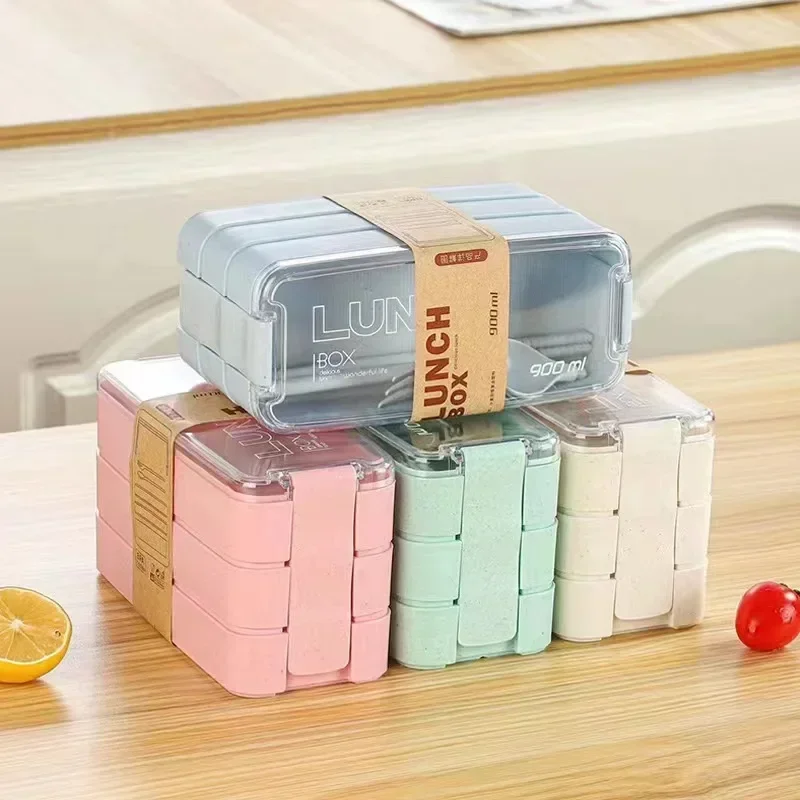 3 in 1 Wheat Straw Bento Box R - Food Storage With Compartments recension och pris