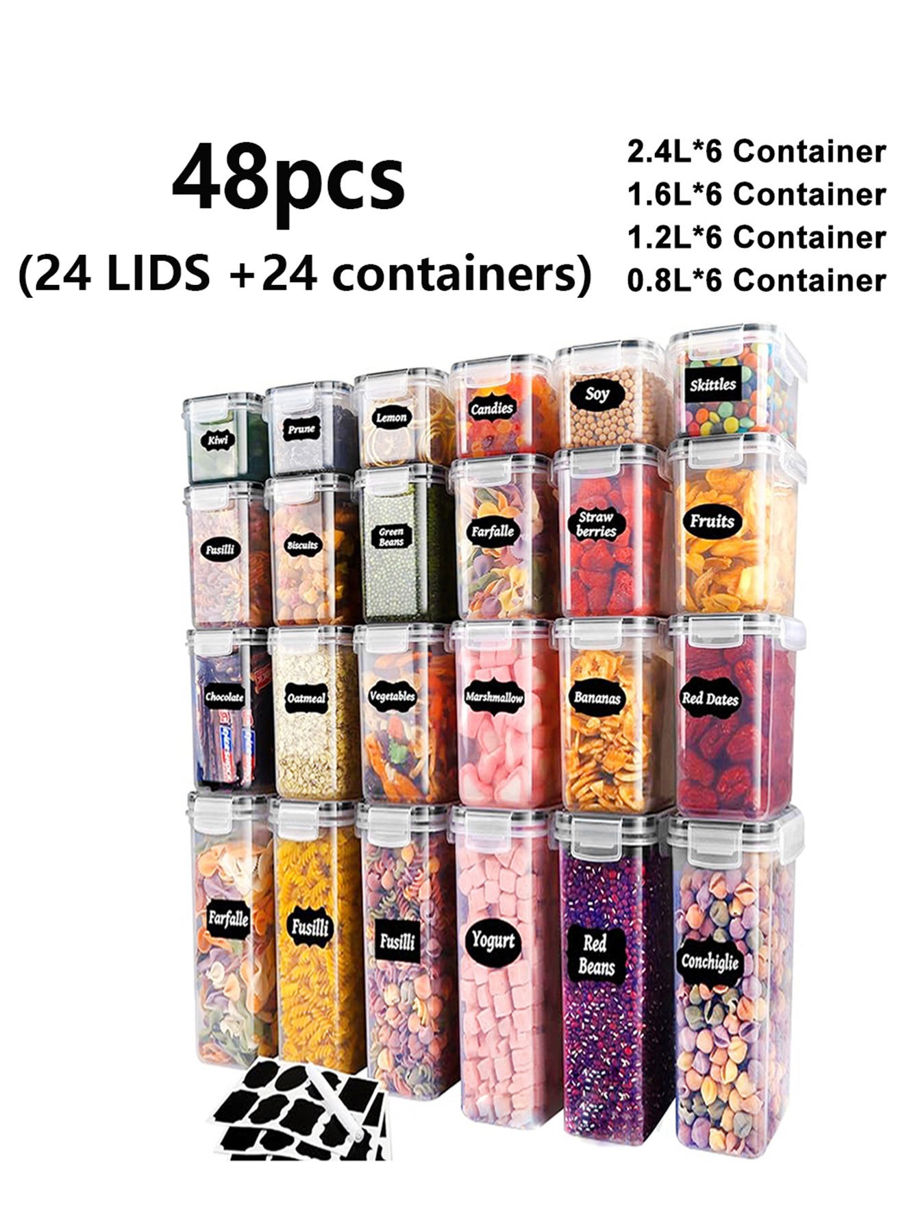48pcs,Sealed food storage cont - Food Storage Jar Labels recension och pris